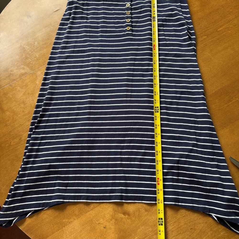 Lilly Pulitzer Jennalyn Navy Palm Stripe Pima Cotton Henley Racerback Dress S - Picture 7 of 7